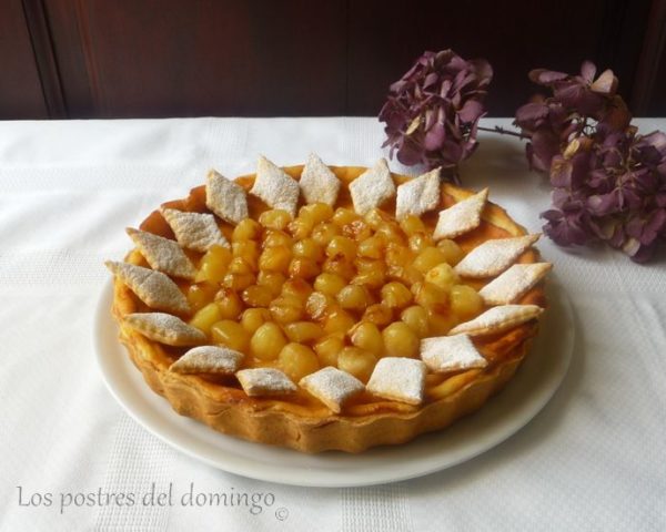 tarta de queso con perlas de manzana